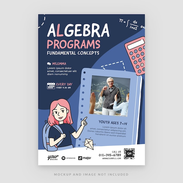 Algebra math education flyer-vorlage in psd v1