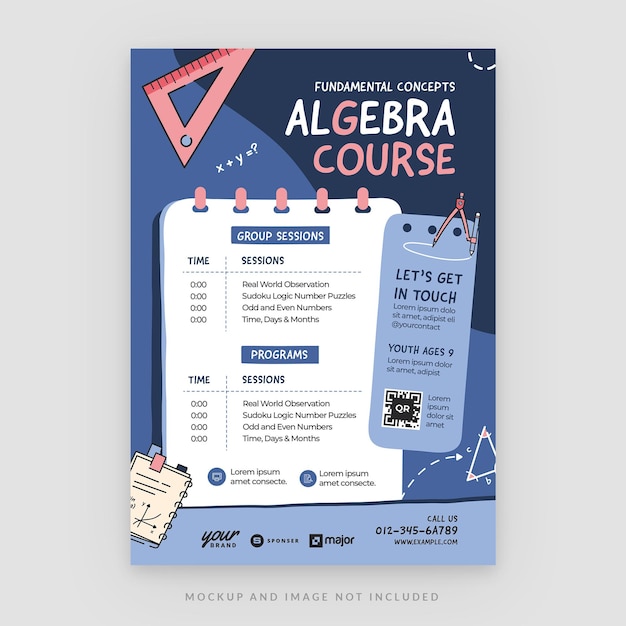 Algebra math education flyer-vorlage in psd v2