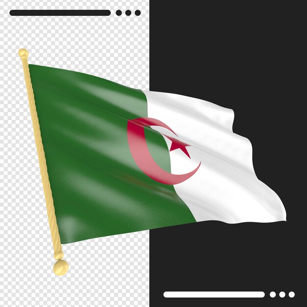 Algerien flagge 3d-rendering isoliert