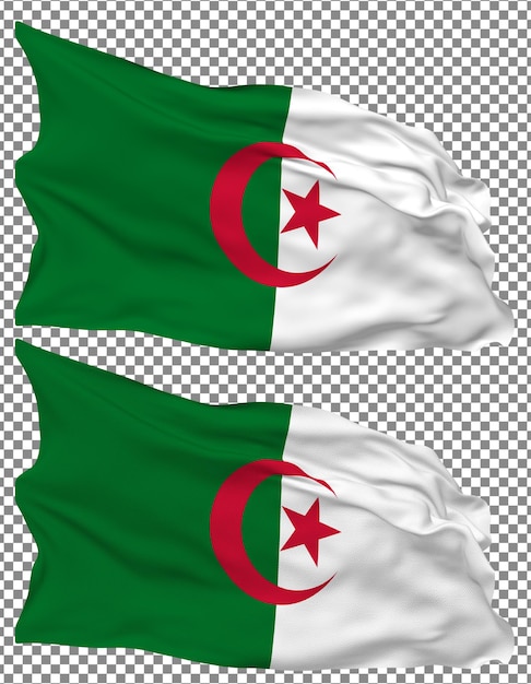 PSD algerien-flaggenwellen isoliert in schlichter und holpriger textur mit transparentem hintergrund 3d-rendering