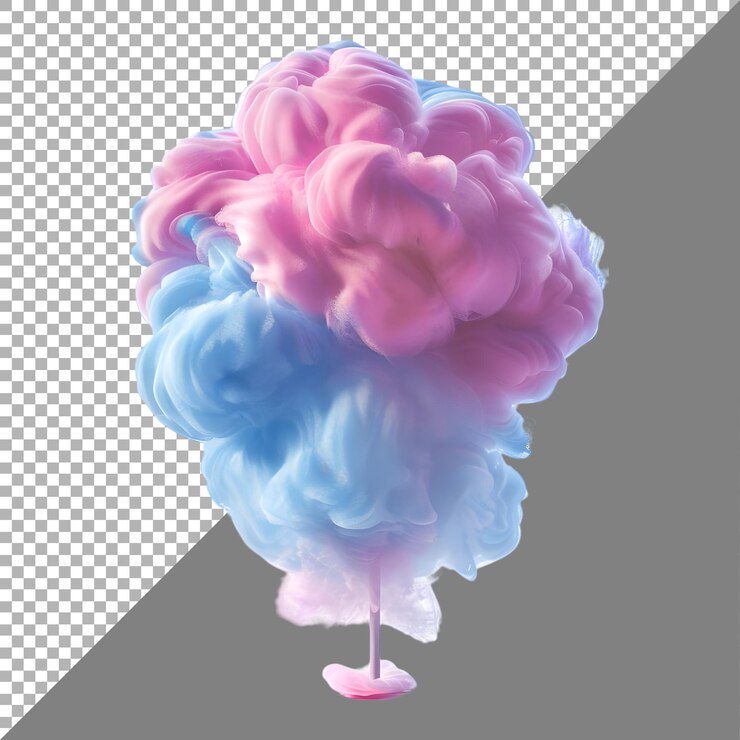 PSD el algodón de azúcar colorido en un fondo transparente generado por ai