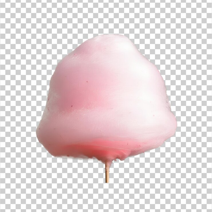 PSD un algodón de azúcar rosado en un png de palo aislado en un fondo transparente
