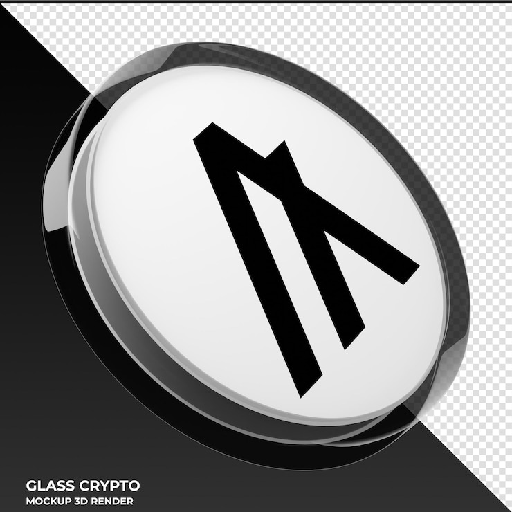 PSD algorand algo glass crypto coin ilustración 3d