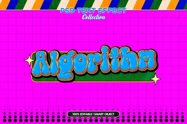 algorithm retro cartoon psd text effect template