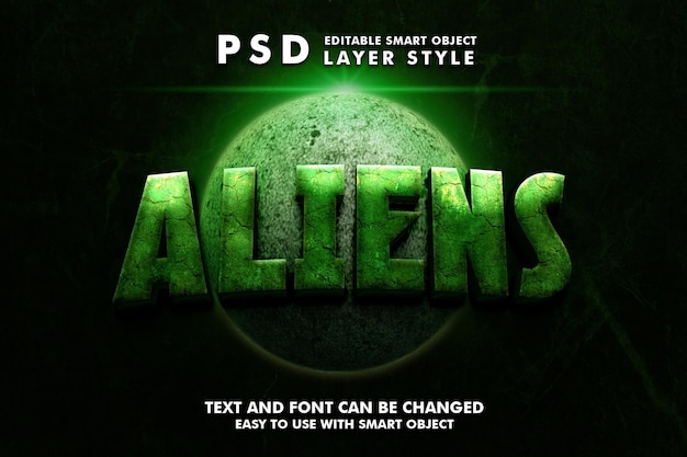 Alians 3d realistischer texteffekt apremium psd mit intelligentem objekt