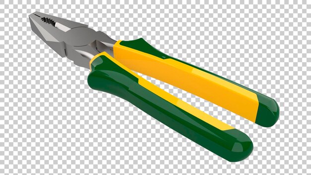 Alicates de corte lateral en la ilustración de renderizado 3d de fondo transparente