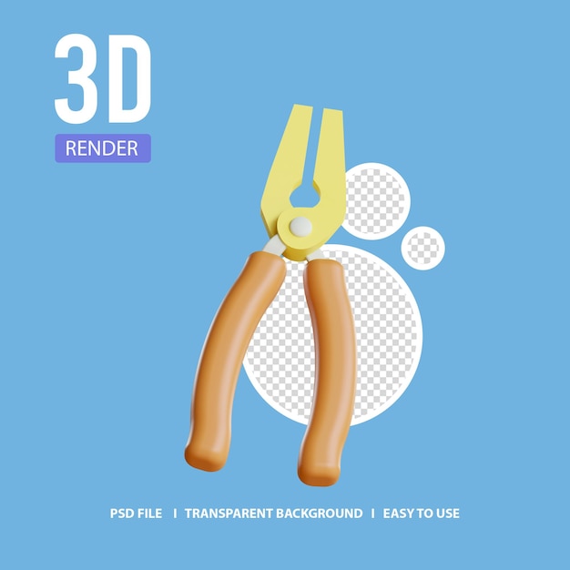 Alicates de icono de render 3d