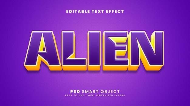 Alien bearbeitbarer texteffekt 3d-stil