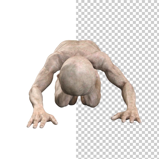 PSD alien cinza em fundo transparente renderização 3d