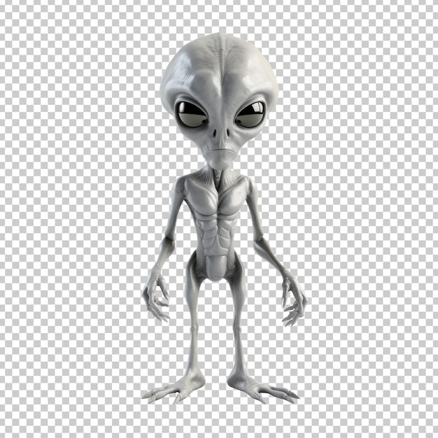 PSD alien cinza isolado em fundo transparente