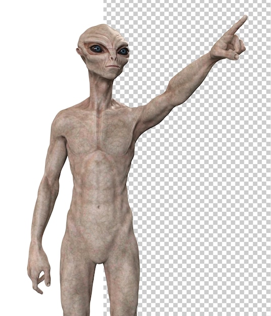 PSD alien gris sobre fondo transparente 3d render