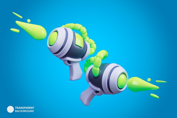 PSD alien-laser-blaster-pistolensymbol isolierte 3d-render-illustration