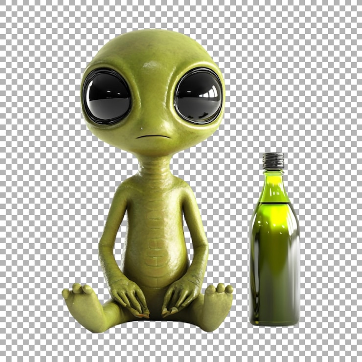 PSD alien de png con botella de aceite en un fondo transparente generado por ai