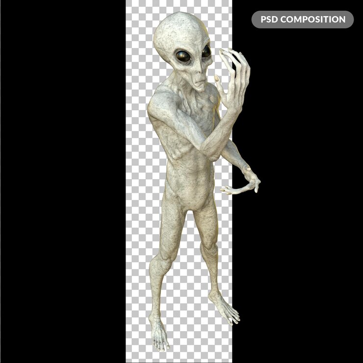 PSD alien su sfondo trasparente rendering 3d