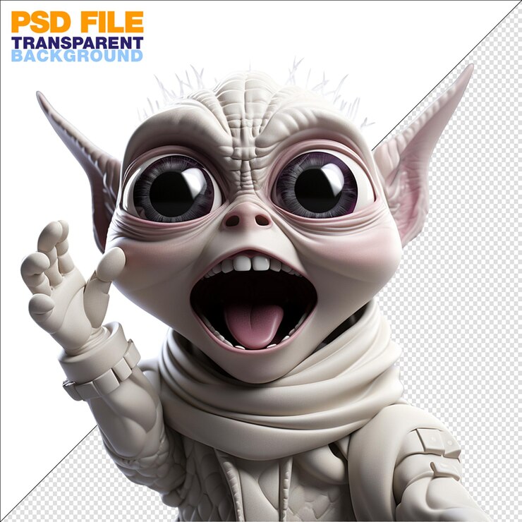 PSD alienígena enojado agitando los brazos y gritando