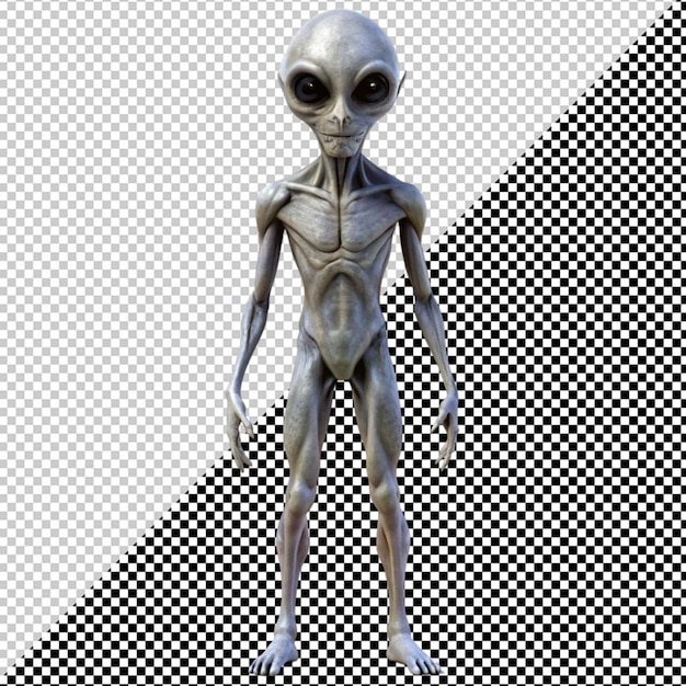 Alienígena gris sobre un fondo transparente