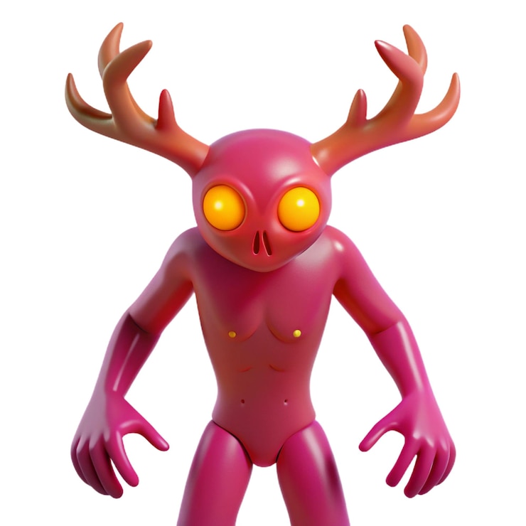 PSD un alienígena rosa y púrpura con cuernos y cuernos