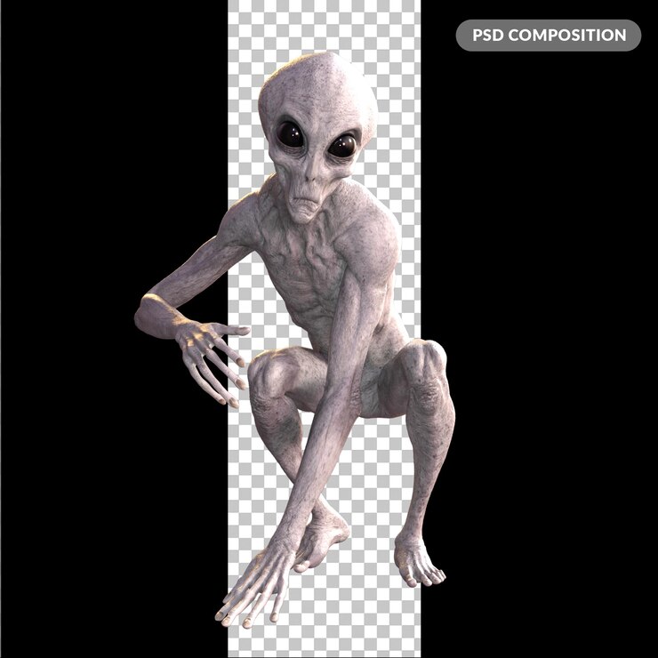 PSD alienígena sobre un fondo transparente renderizado en 3d
