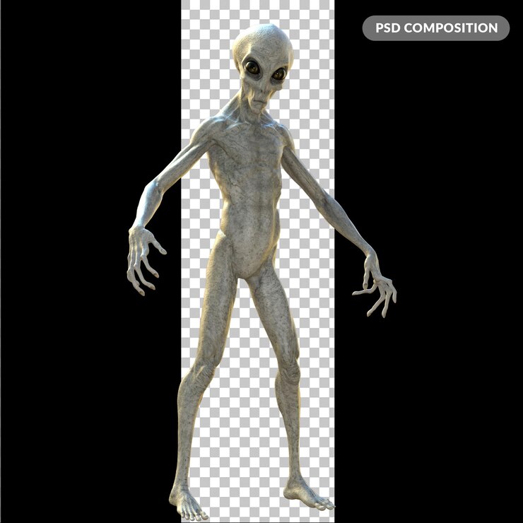 PSD alienígena sobre un fondo transparente renderizado en 3d