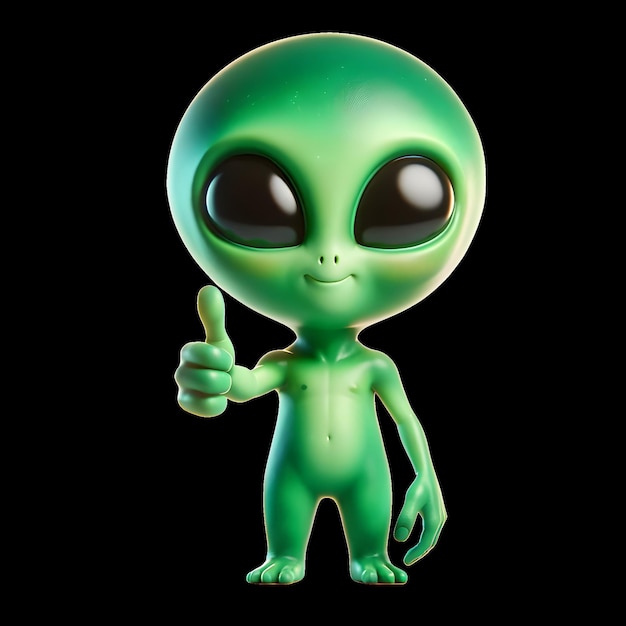 Un alienígena verde lindo con el pulgar en alto.