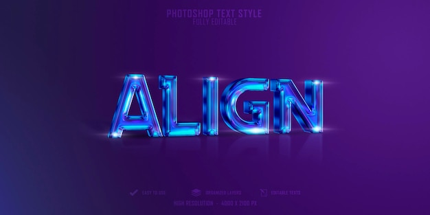 Aligner Le Modèle D'effet De Style De Texte 3d Psd Premium