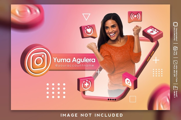 alimentador de diseño 3d e icono para el diseño de promoción de instagram