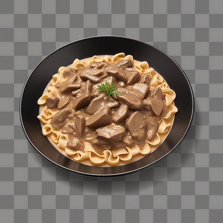 PSD alimento beef stroganoff isolato su sfondo trasparente