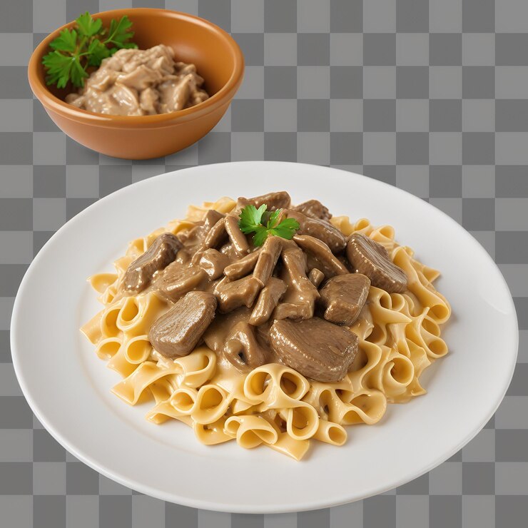 PSD alimento beef stroganoff isolato su sfondo trasparente