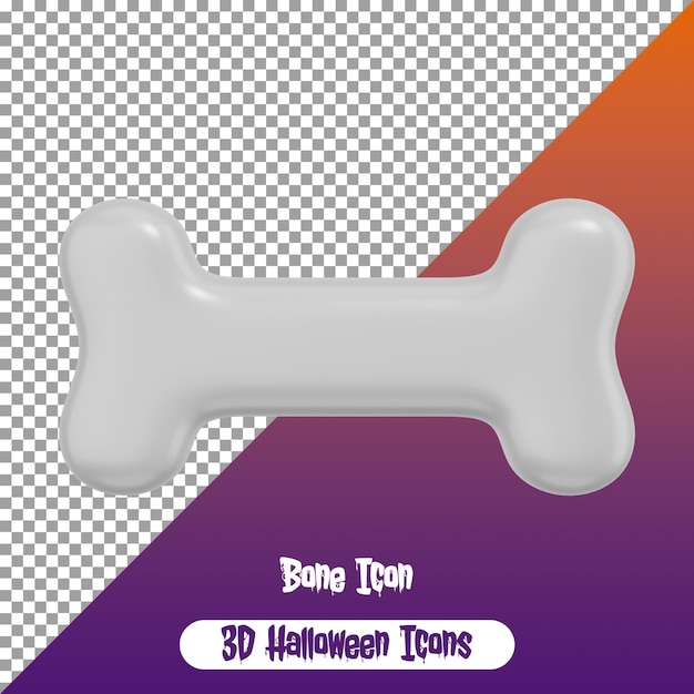 Un alimento para perros de hueso humano blanco para la decoración de Halloween 3d PNG Icon de Halloween aislado PSD