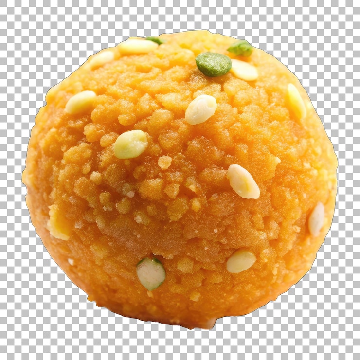 PSD alimentos frescos de laddu naranja aislados sobre un fondo transparente