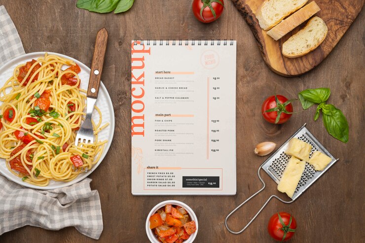 Alimentos locais com design de maquete de menu