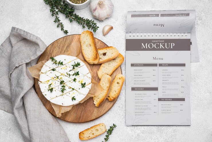 Alimentos locais com design de maquete de menu