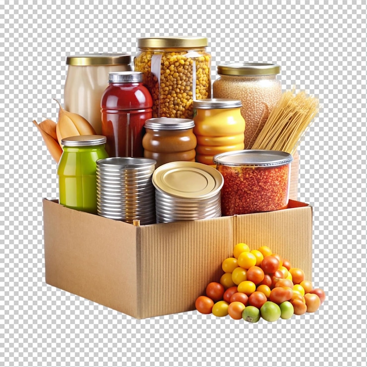 PSD alimentos no perecederos sobre un fondo transparente