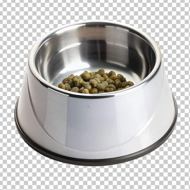 PSD alimentos para cães em tigela de aço isolados sobre um fundo transparente