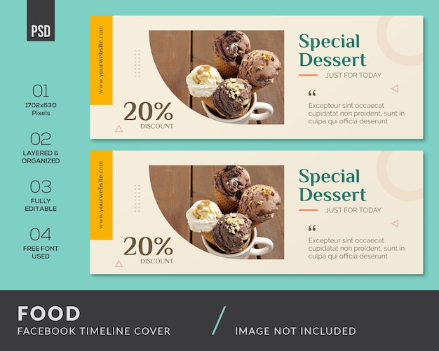 PSD alimentos social media facebook timeline cover banner anuncios