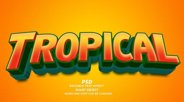 Alimentos tropicales 3d texto editable PSD plantilla de photoshop