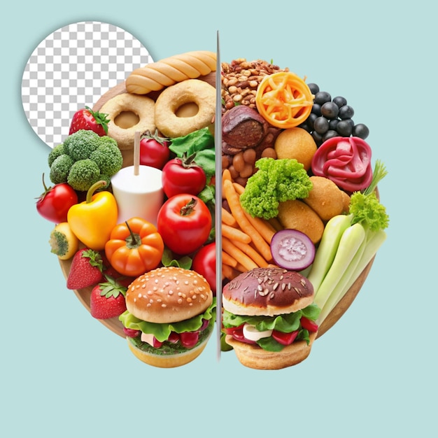 Aliments et boissons sur fond transparent