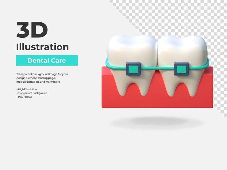 PSD alineación de dientes llaves icono cuidado dental ilustración 3d