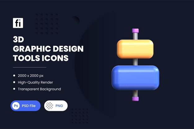 PSD alineación de la herramienta de diseño gráfico de ilustración 3d