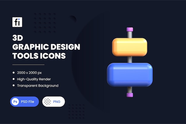 Alinhamento da ferramenta de design gráfico de ilustração 3d