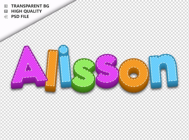 PSD alisson typographie texte coloré artisanat printemps psd transparent