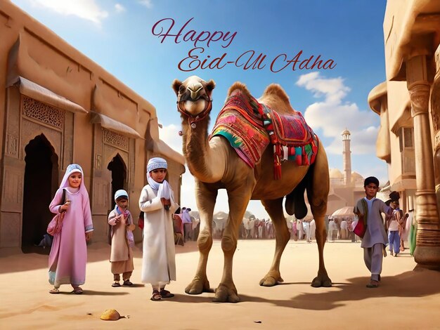 PSD alles gute zum eid ul adha arabische kamel