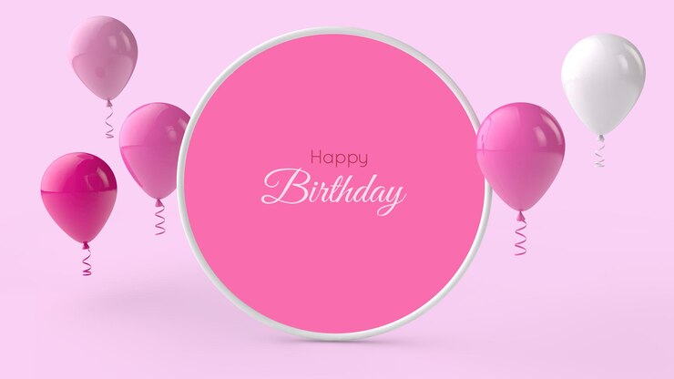 Alles Gute zum Geburtstag-Grußkarte und Einladungsschablone. Runder Rahmen mit Platz für Text und Sprechblasen. 3D-Rendering