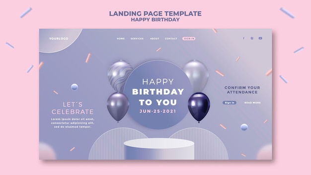 PSD alles gute zum geburtstag landingpage