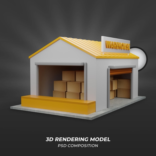 PSD almacén modelo de render 3d