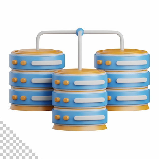 Almacenamiento de base de datos de representación 3d aislado útil para servidor de base de datos de tecnología informática de red en la nube y elemento de diseño de conexión