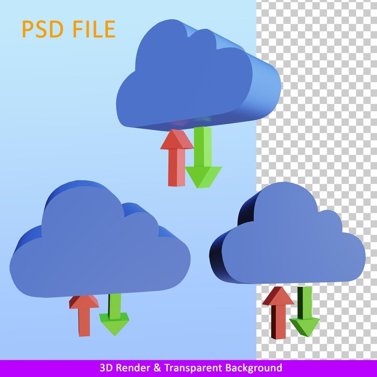 PSD almacenamiento en la nube de ilustración de procesamiento 3d