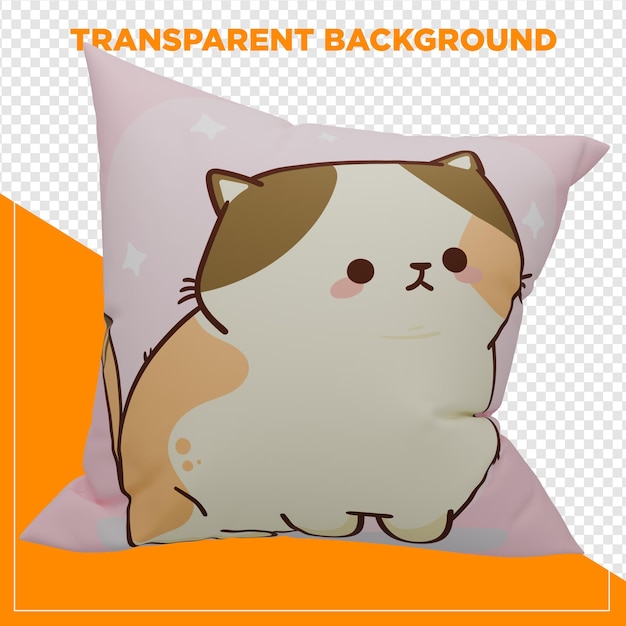 Almohada de gato linda y cómoda con fondo transparente