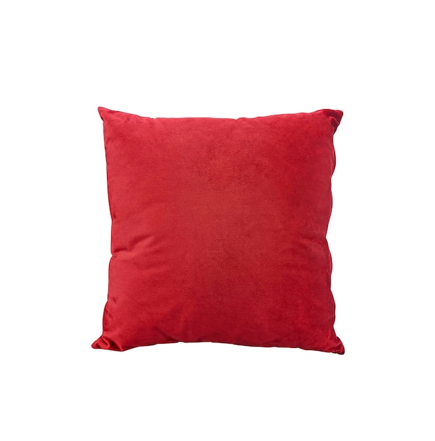 Almohada roja sobre un fondo blanco