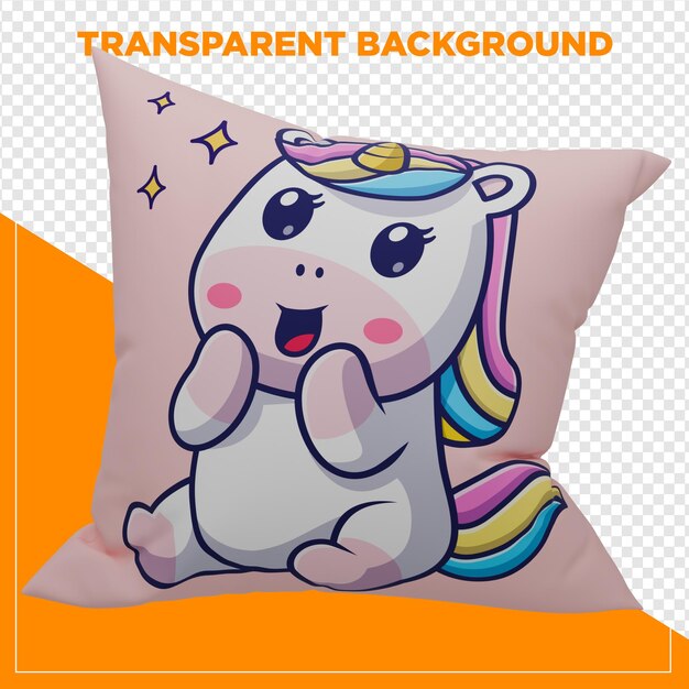 Almohada de unicornio cómoda y linda con fondo transparente